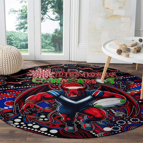 Merry Christmas AFL Demons Round Carpet Aboriginal Santa Football Mascot