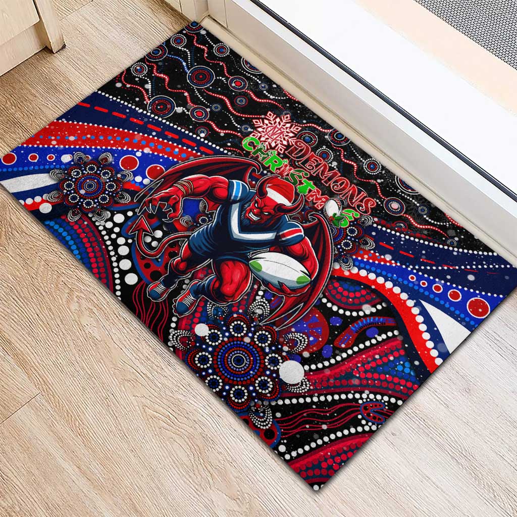 Merry Christmas AFL Demons Rubber Doormat Aboriginal Santa Football Mascot
