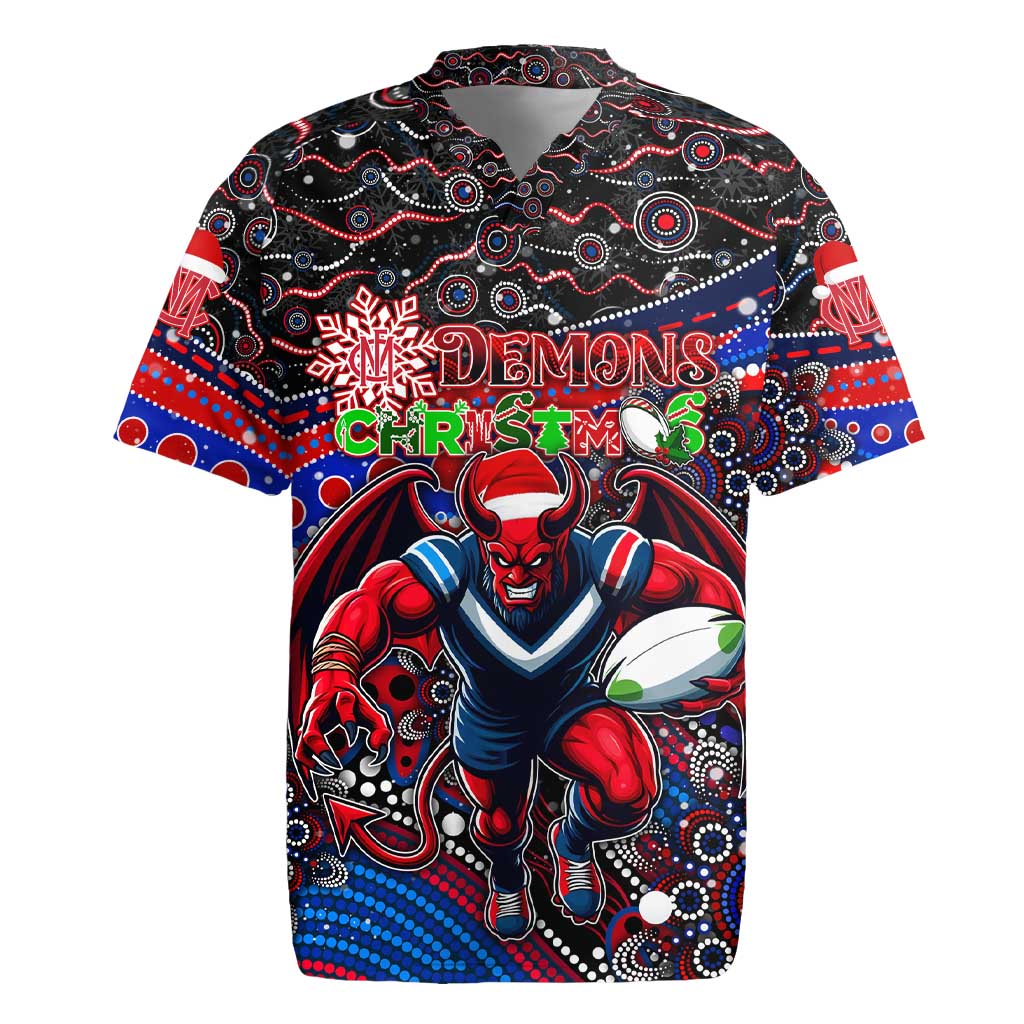 Merry Christmas AFL Demons Rugby Jersey Aboriginal Santa Football Mascot