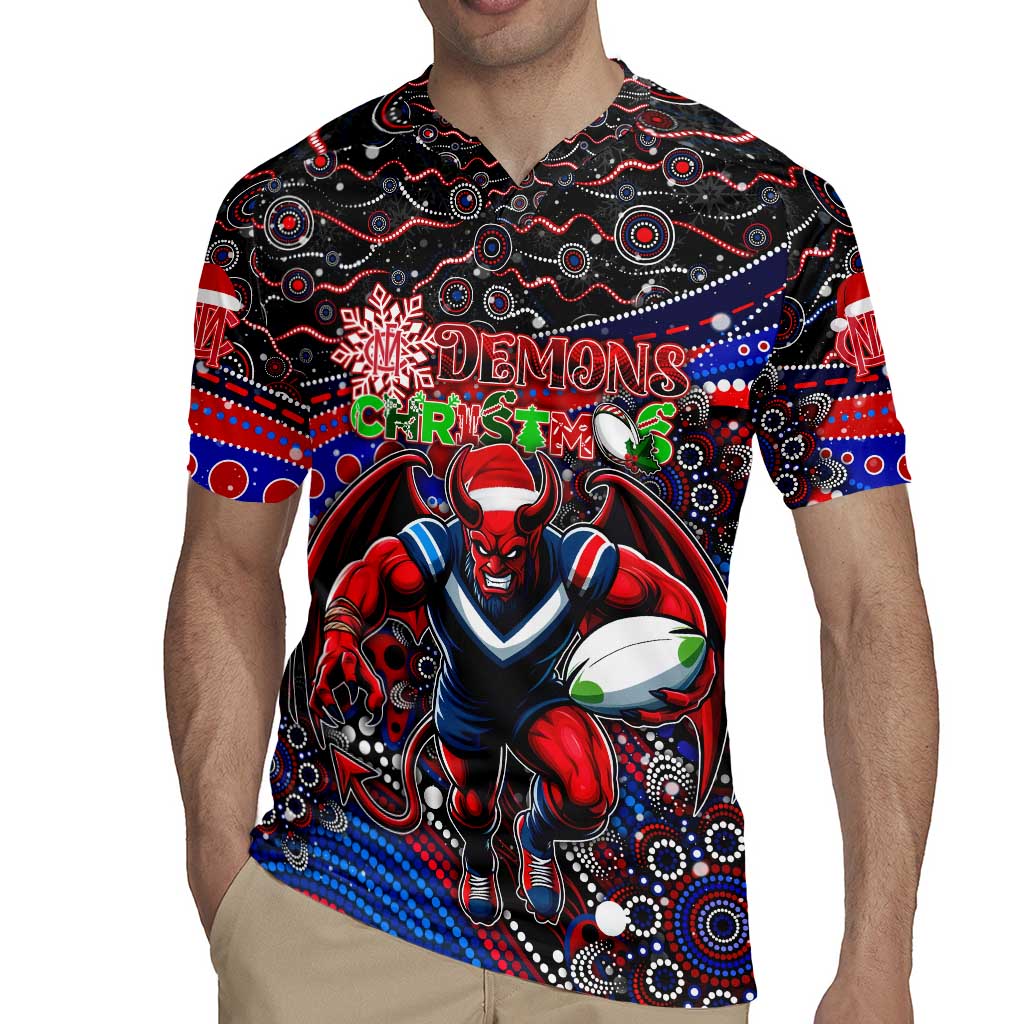 Merry Christmas AFL Demons Rugby Jersey Aboriginal Santa Football Mascot