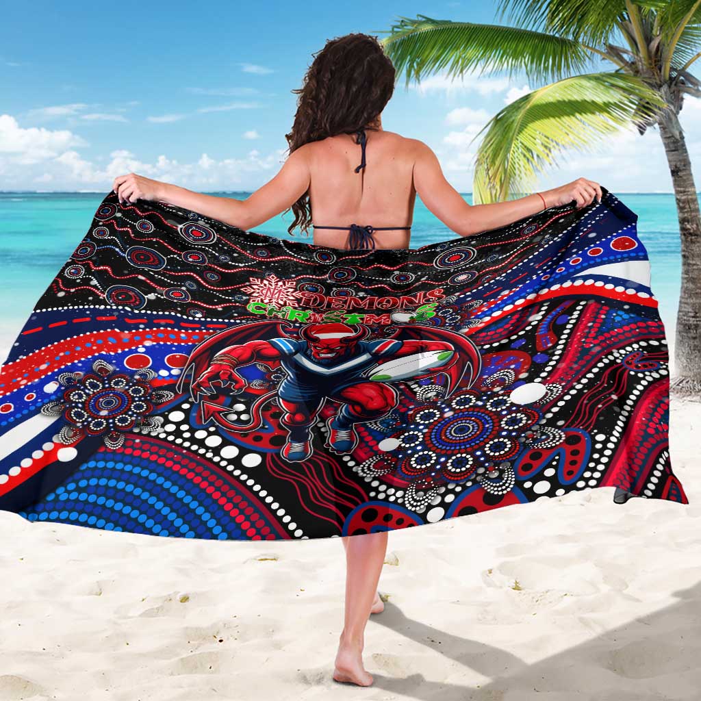 Merry Christmas AFL Demons Sarong Aboriginal Santa Football Mascot