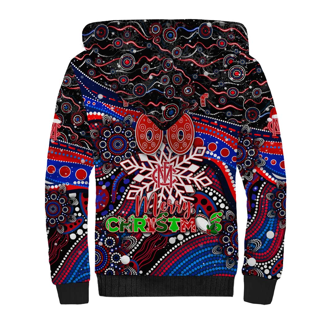Merry Christmas AFL Demons Sherpa Hoodie Aboriginal Santa Football Mascot