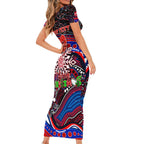 Merry Christmas AFL Demons Short Sleeve Bodycon Dress Aboriginal Santa Football Mascot