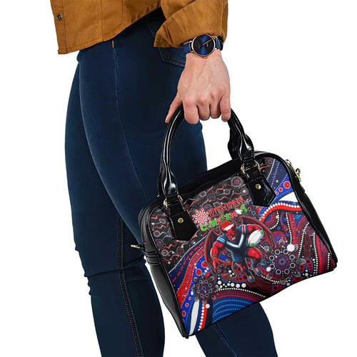 Merry Christmas AFL Demons Shoulder Handbag Aboriginal Santa Football Mascot
