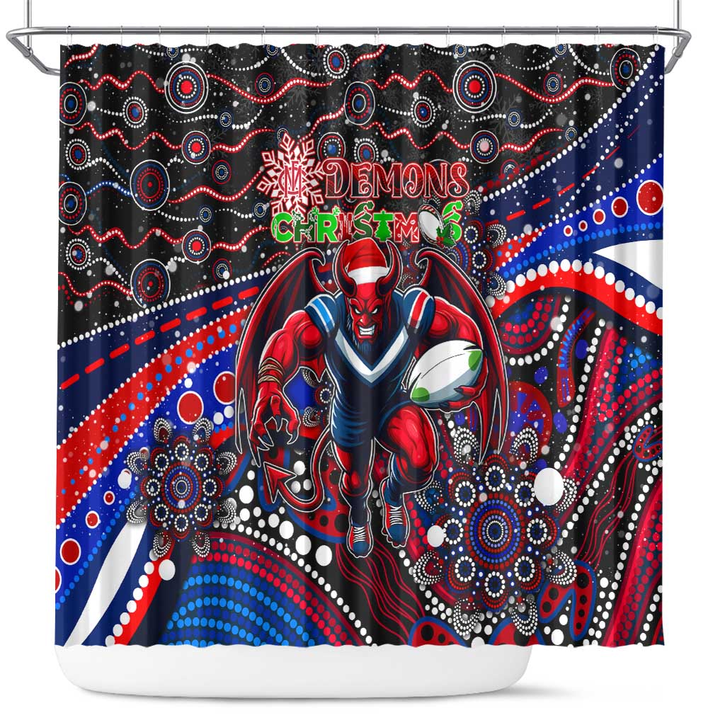 Merry Christmas AFL Demons Shower Curtain Aboriginal Santa Football Mascot