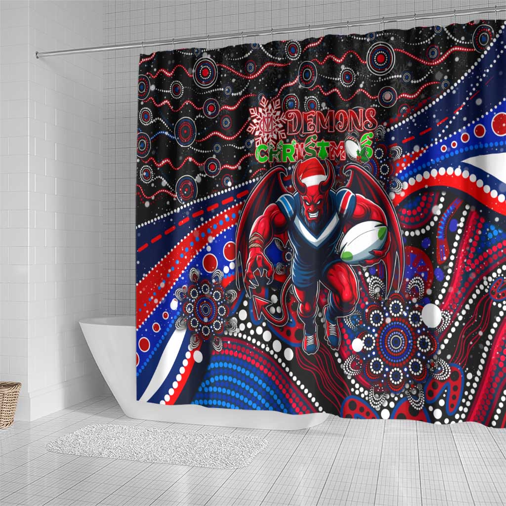 Merry Christmas AFL Demons Shower Curtain Aboriginal Santa Football Mascot