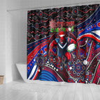 Merry Christmas AFL Demons Shower Curtain Aboriginal Santa Football Mascot