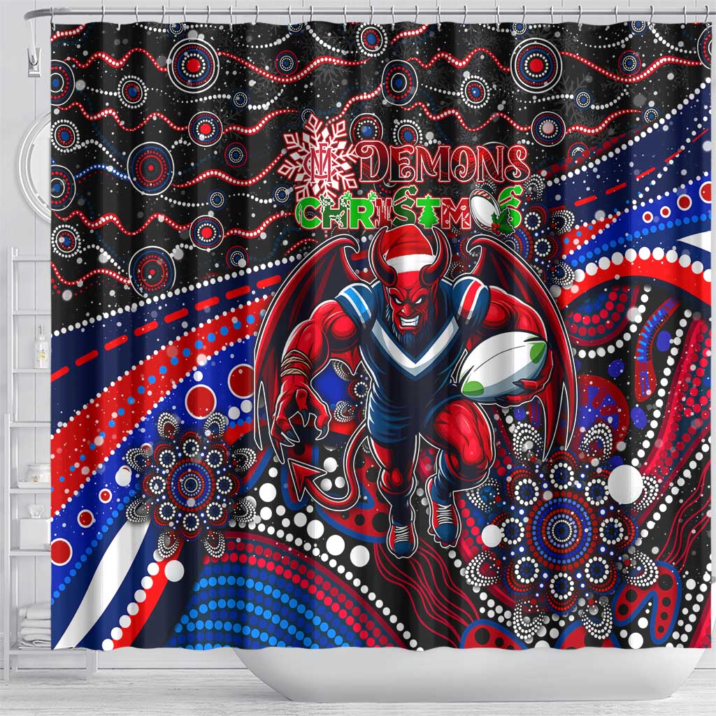 Merry Christmas AFL Demons Shower Curtain Aboriginal Santa Football Mascot