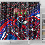 Merry Christmas AFL Demons Shower Curtain Aboriginal Santa Football Mascot