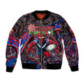 Merry Christmas AFL Demons Sleeve Zip Bomber Jacket Aboriginal Santa Football Mascot
