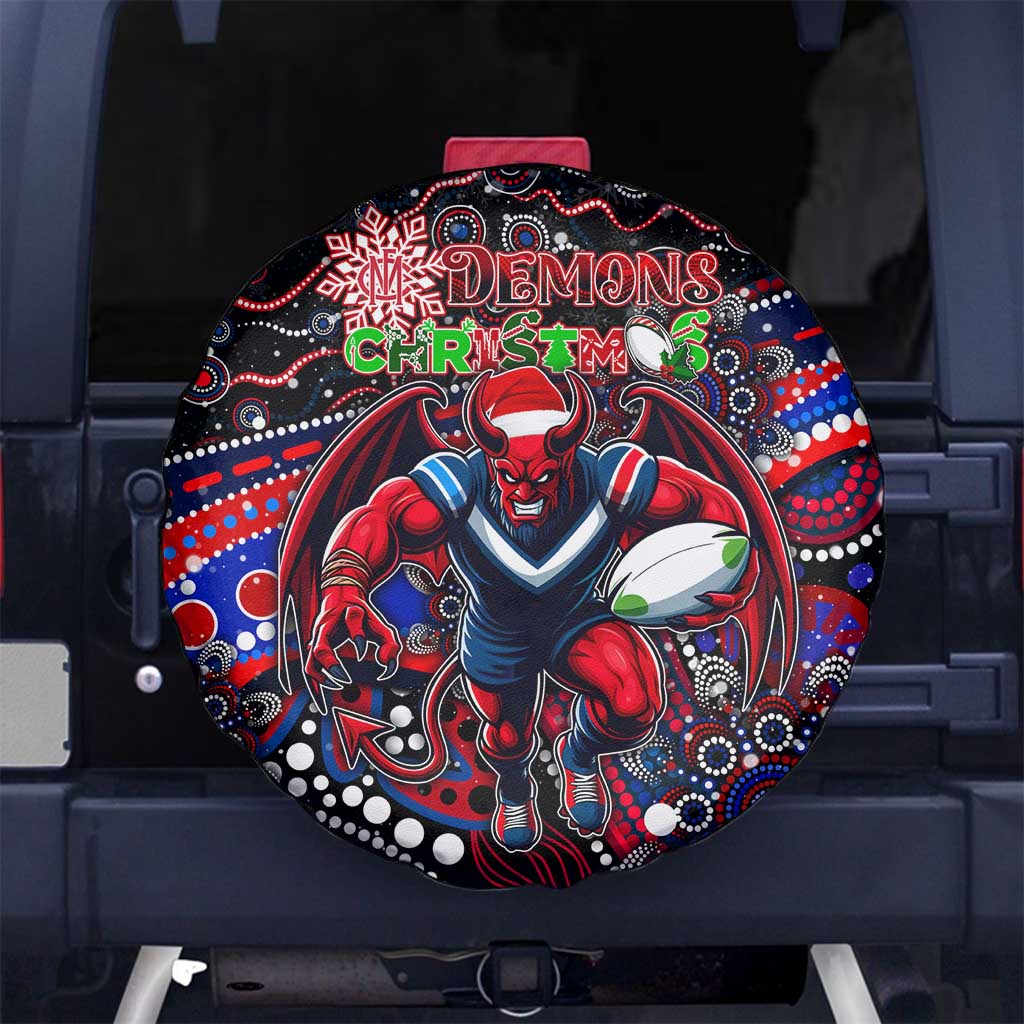 Merry Christmas AFL Demons Spare Tire Cover Aboriginal Santa Football Mascot
