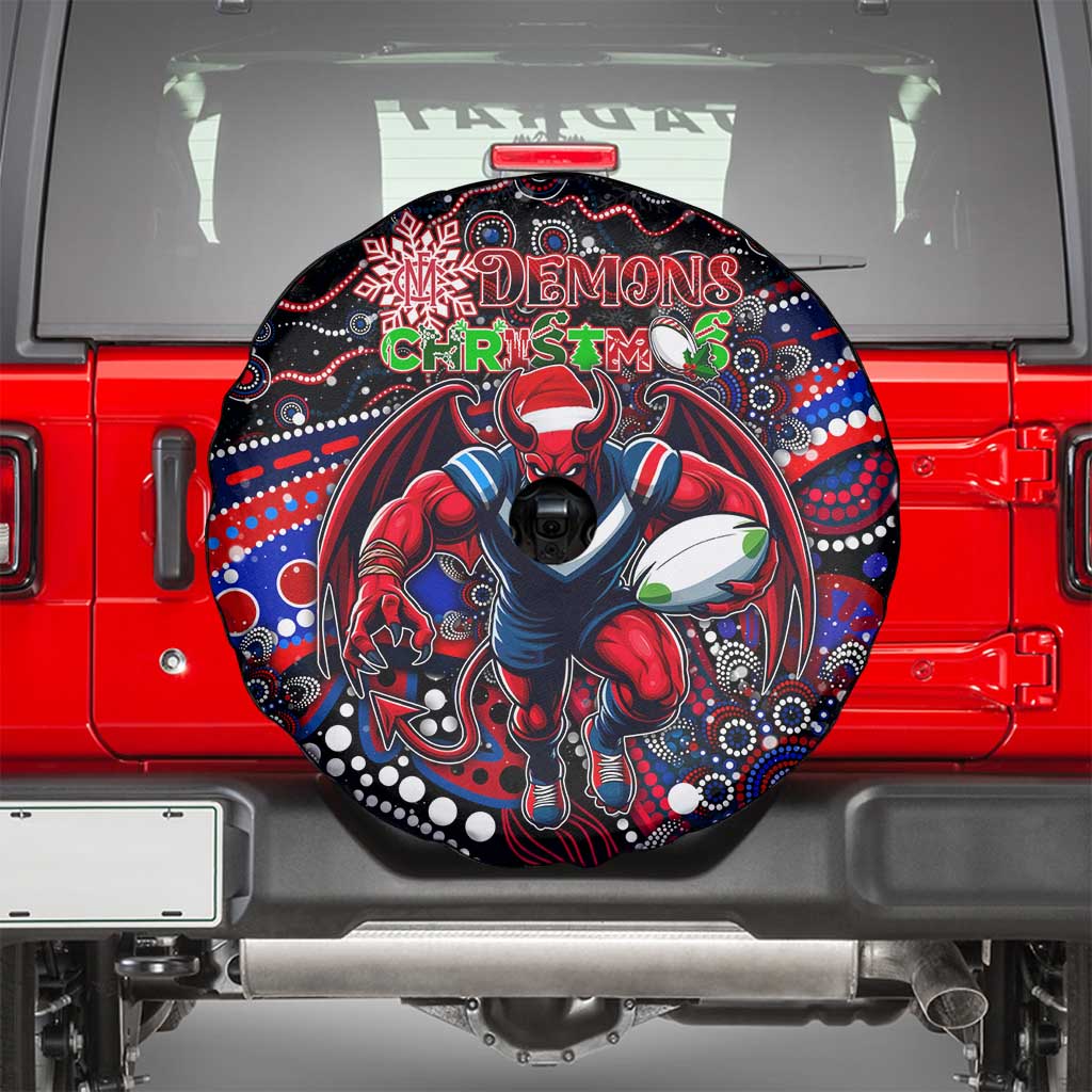 Merry Christmas AFL Demons Spare Tire Cover Aboriginal Santa Football Mascot
