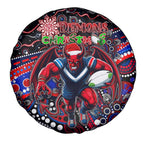 Merry Christmas AFL Demons Spare Tire Cover Aboriginal Santa Football Mascot