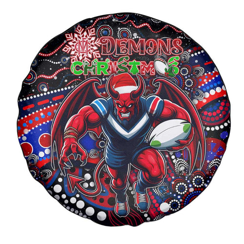 Merry Christmas AFL Demons Spare Tire Cover Aboriginal Santa Football Mascot