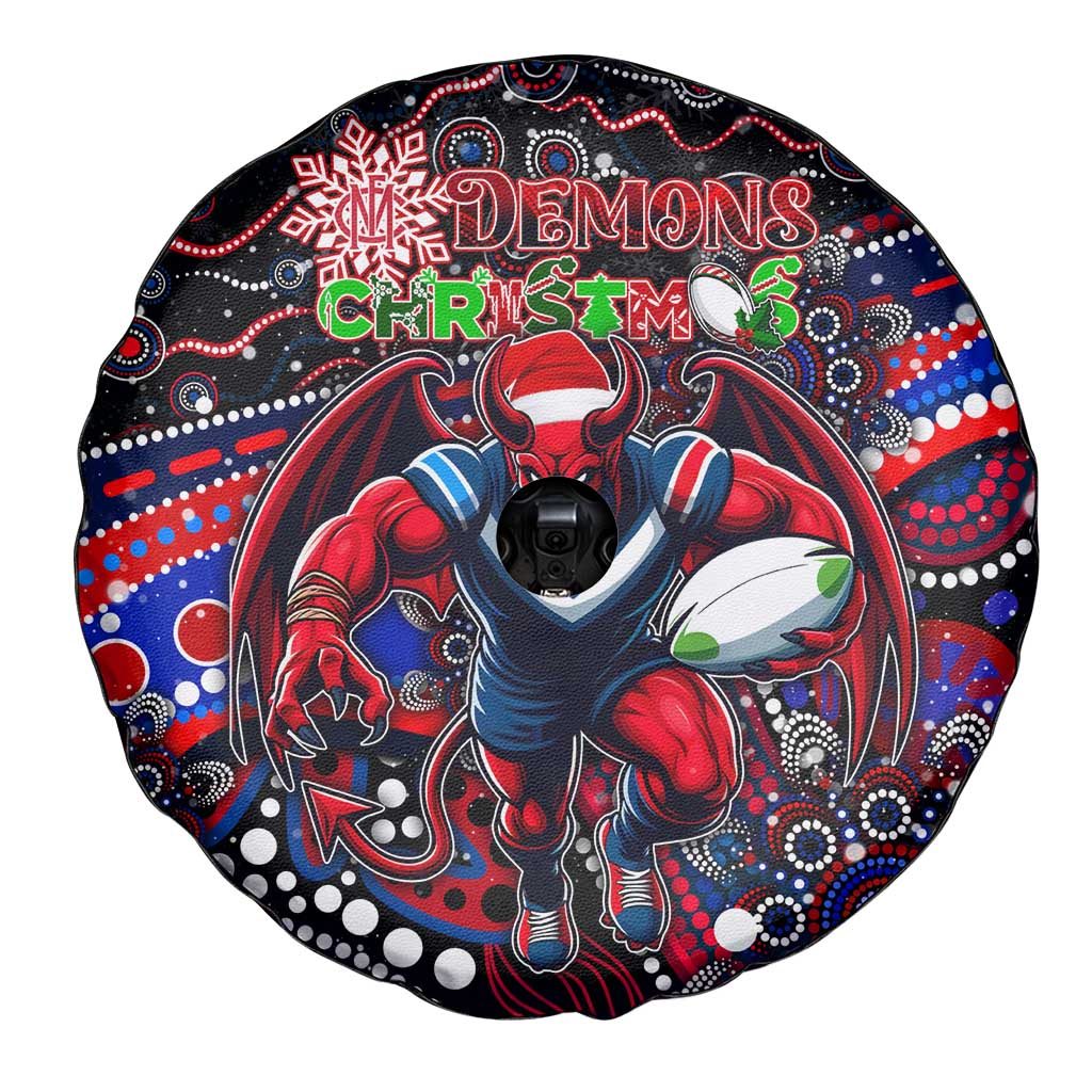 Merry Christmas AFL Demons Spare Tire Cover Aboriginal Santa Football Mascot