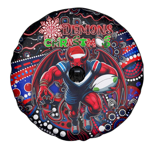 Merry Christmas AFL Demons Spare Tire Cover Aboriginal Santa Football Mascot