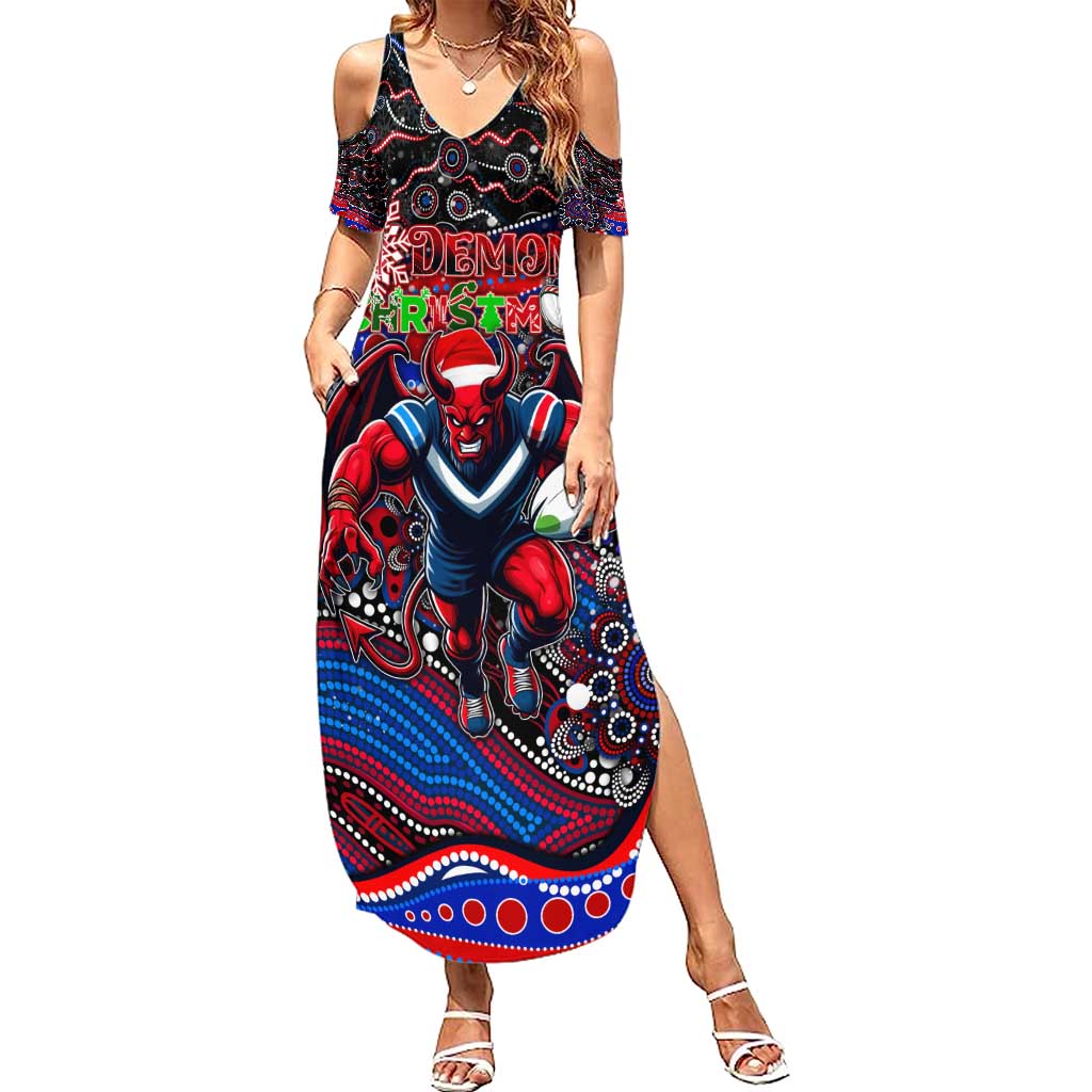 Merry Christmas AFL Demons Summer Maxi Dress Aboriginal Santa Football Mascot