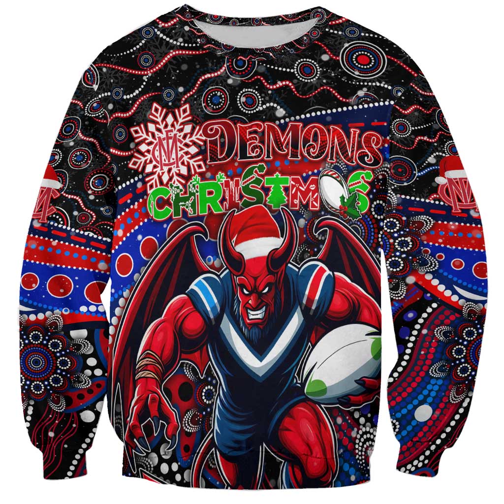 Merry Christmas AFL Demons Sweatshirt Aboriginal Santa Football Mascot
