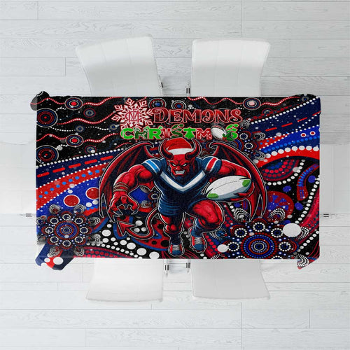 Merry Christmas AFL Demons Tablecloth Aboriginal Santa Football Mascot