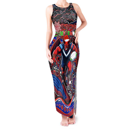 Merry Christmas AFL Demons Tank Maxi Dress Aboriginal Santa Football Mascot