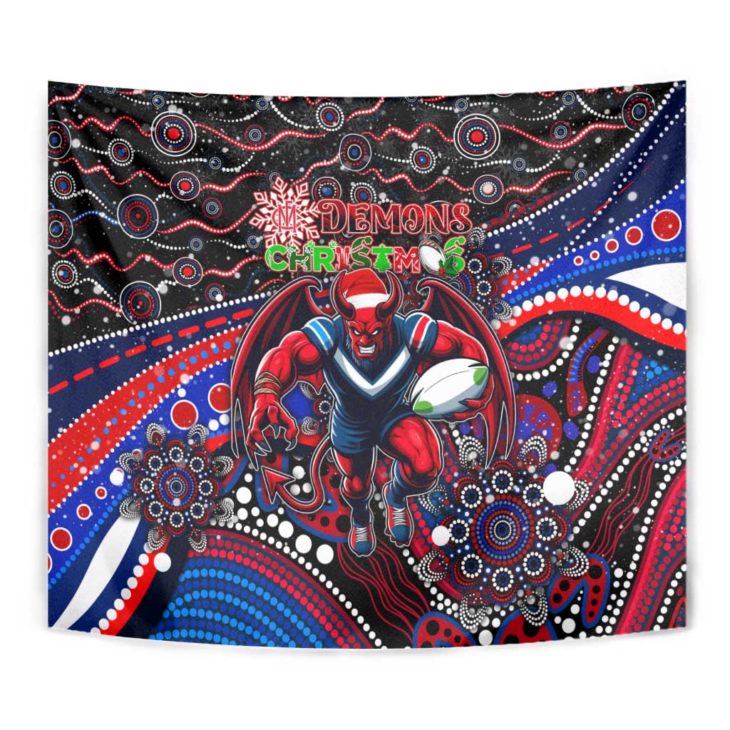 Merry Christmas AFL Demons Tapestry Aboriginal Santa Football Mascot