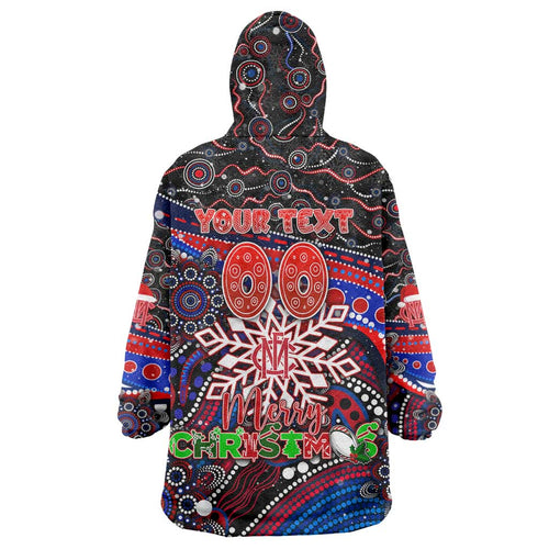 Merry Christmas AFL Demons Wearable Blanket Hoodie Aboriginal Santa Football Mascot