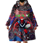 Merry Christmas AFL Demons Wearable Blanket Hoodie Aboriginal Santa Football Mascot