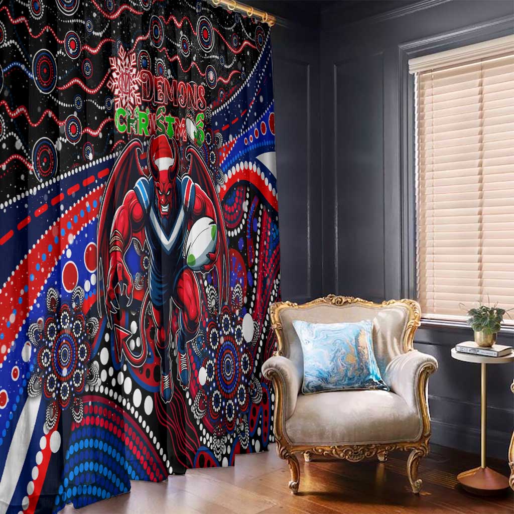 Merry Christmas AFL Demons Window Curtain Aboriginal Santa Football Mascot