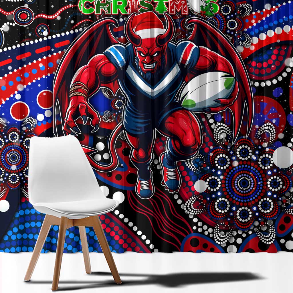 Merry Christmas AFL Demons Window Curtain Aboriginal Santa Football Mascot