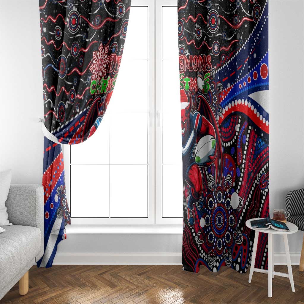 Merry Christmas AFL Demons Window Curtain Aboriginal Santa Football Mascot
