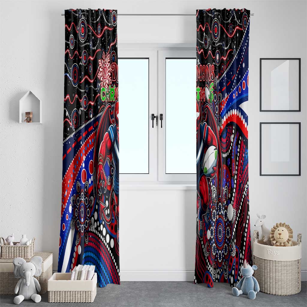 Merry Christmas AFL Demons Window Curtain Aboriginal Santa Football Mascot