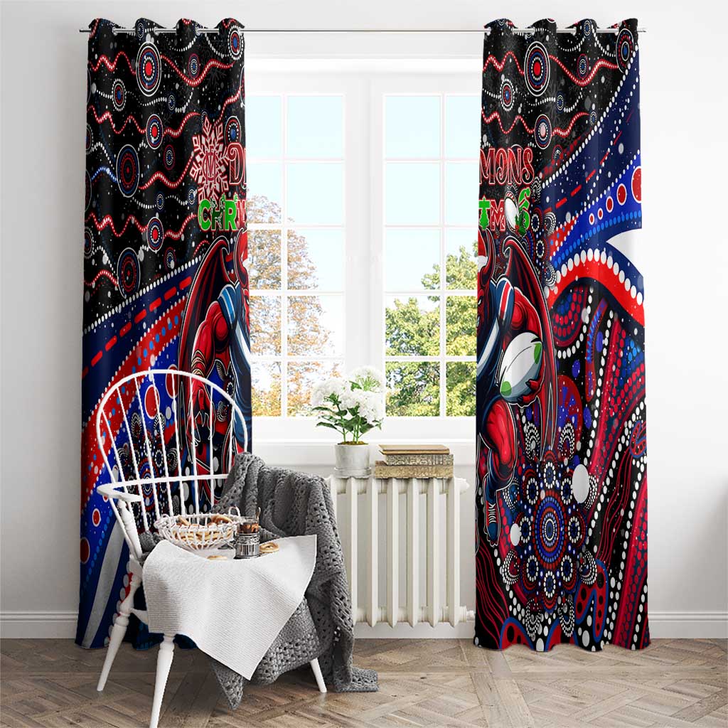 Merry Christmas AFL Demons Window Curtain Aboriginal Santa Football Mascot