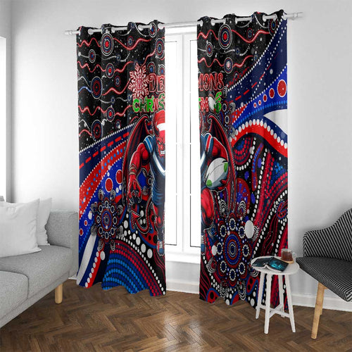 Merry Christmas AFL Demons Window Curtain Aboriginal Santa Football Mascot