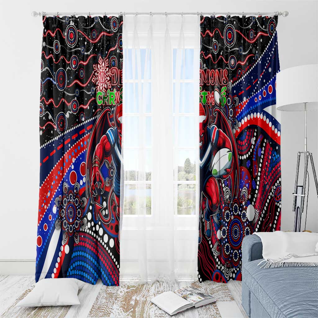 Merry Christmas AFL Demons Window Curtain Aboriginal Santa Football Mascot