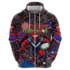 Merry Christmas AFL Demons Zip Hoodie Aboriginal Santa Football Mascot