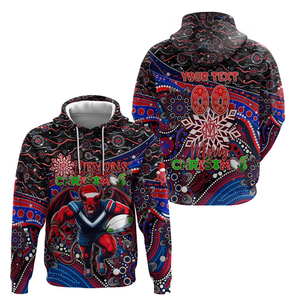 Merry Christmas AFL Demons Zip Hoodie Aboriginal Santa Football Mascot