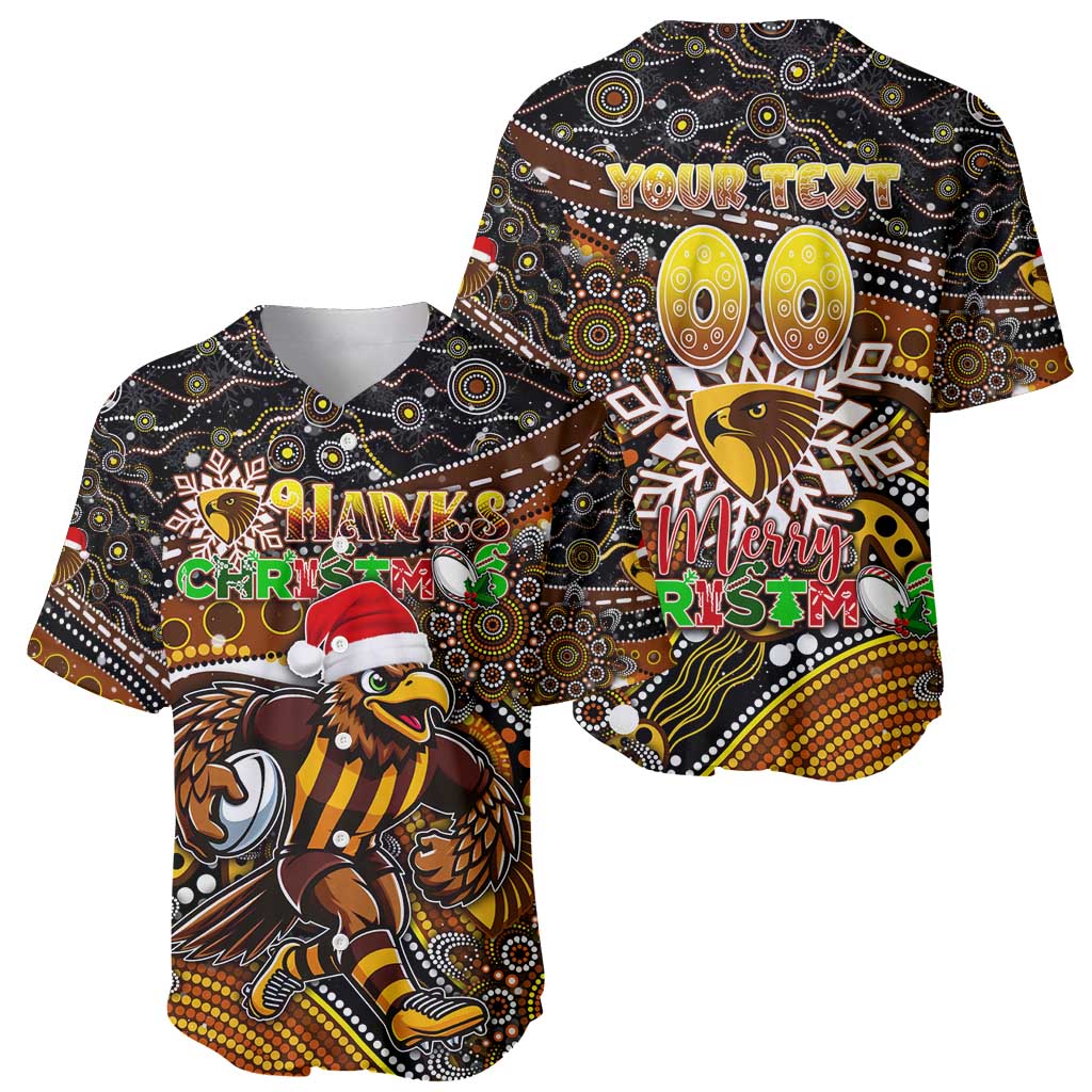 Merry Christmas AFL Hawks Baseball Jersey Aboriginal Santa Football Mascot