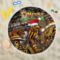 Merry Christmas AFL Hawks Beach Blanket Aboriginal Santa Football Mascot