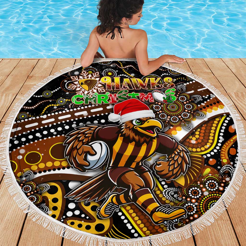Merry Christmas AFL Hawks Beach Blanket Aboriginal Santa Football Mascot