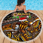 Merry Christmas AFL Hawks Beach Blanket Aboriginal Santa Football Mascot