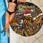 Merry Christmas AFL Hawks Beach Blanket Aboriginal Santa Football Mascot