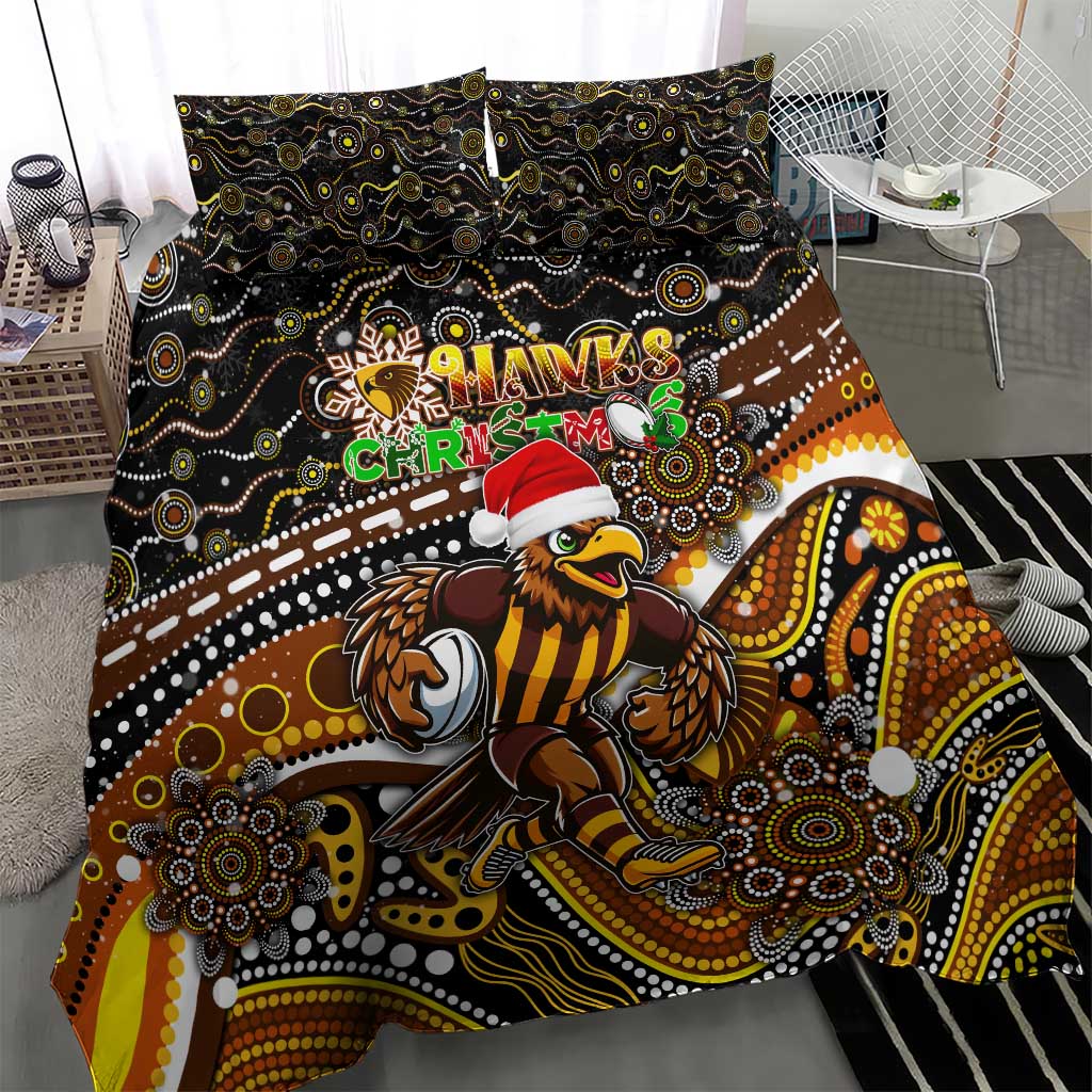 Merry Christmas AFL Hawks Bedding Set Aboriginal Santa Football Mascot
