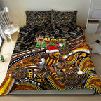 Merry Christmas AFL Hawks Bedding Set Aboriginal Santa Football Mascot