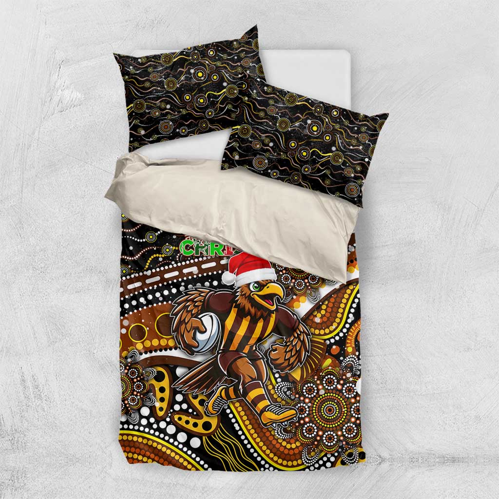 Merry Christmas AFL Hawks Bedding Set Aboriginal Santa Football Mascot