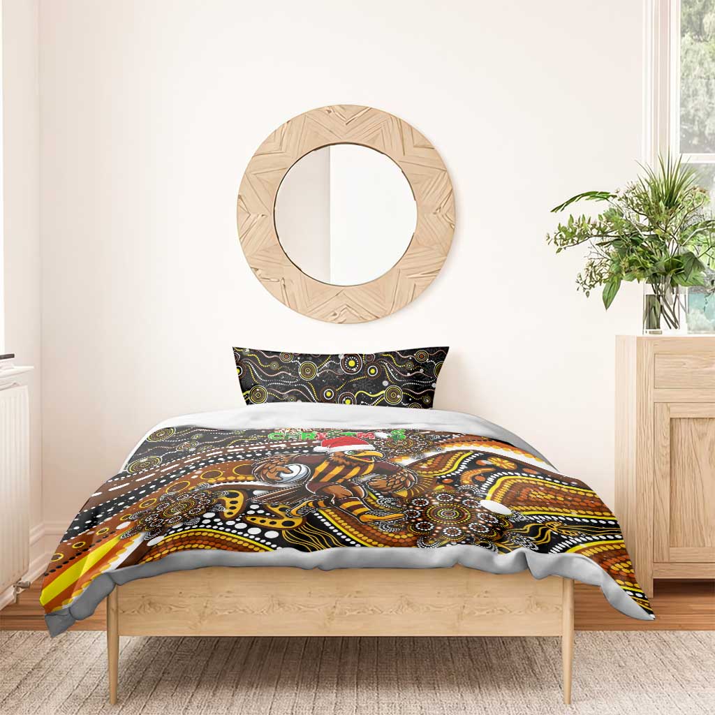 Merry Christmas AFL Hawks Bedding Set Aboriginal Santa Football Mascot