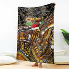 Merry Christmas AFL Hawks Blanket Aboriginal Santa Football Mascot