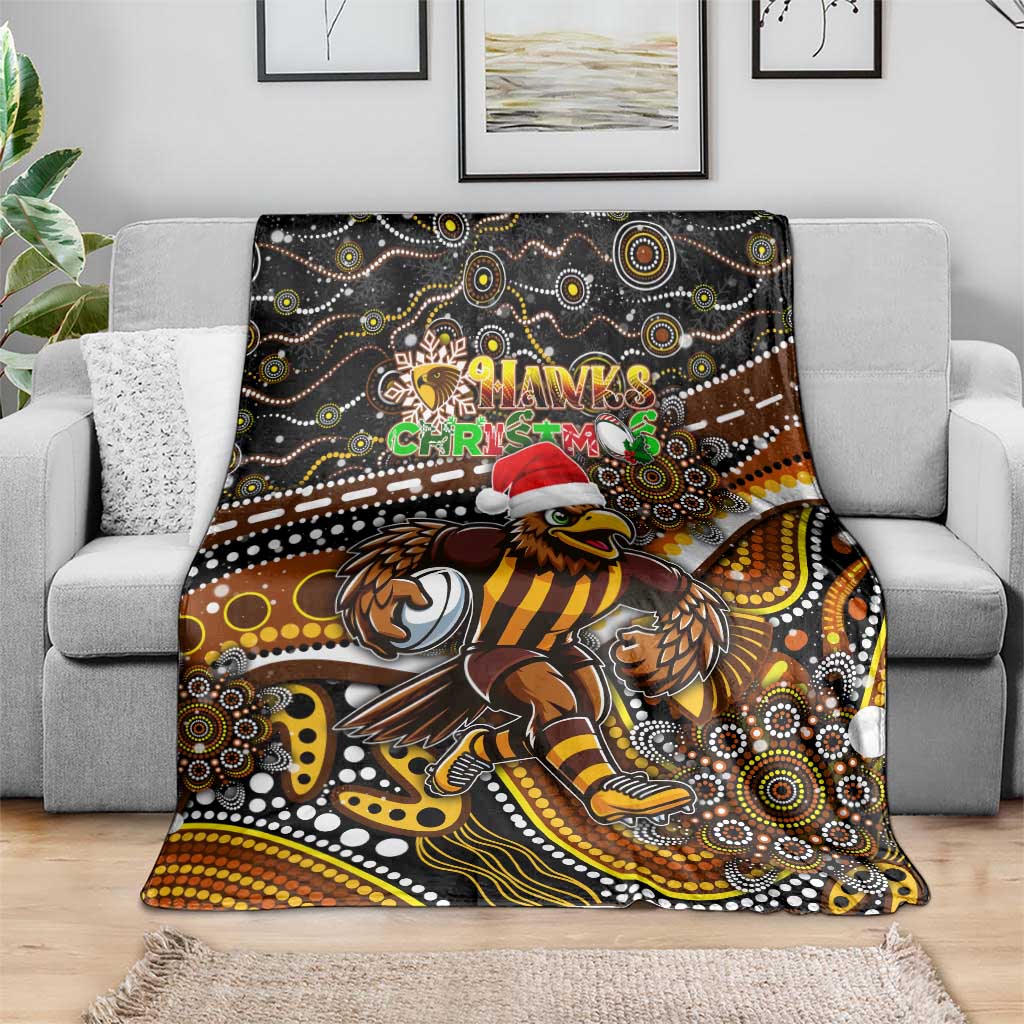 Merry Christmas AFL Hawks Blanket Aboriginal Santa Football Mascot