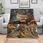 Merry Christmas AFL Hawks Blanket Aboriginal Santa Football Mascot
