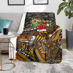 Merry Christmas AFL Hawks Blanket Aboriginal Santa Football Mascot