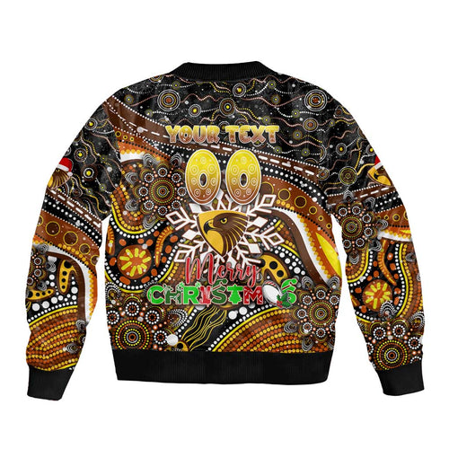 Merry Christmas AFL Hawks Bomber Jacket Aboriginal Santa Football Mascot